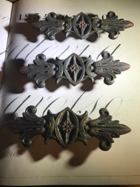 Antique Cast Iron Curtain Adornments Finials Victorian Polychrome Four