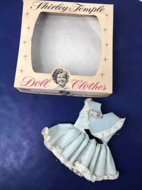 12” Vintage Ideal Shirley Temple Doll 1960’s Outfit Blue Dress & Pin W/ Box #R
