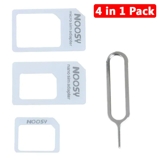 4 in 1 Pack White SIM Card Adapter Kit Nano To Micro & Standard Sim Card Adaptor