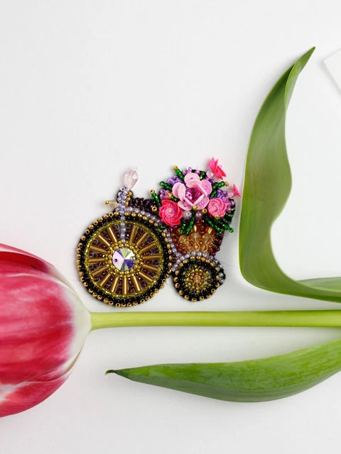 "Hágalo usted mismo Kit de fabricación de joyas Broche alfiler ""Bicicleta pequeña"" Broches hechos a mano Cuentas