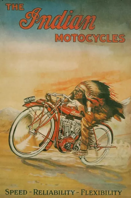 Indian Motorcycles Advert Vintage Retro style Metal Sign, man cave, garage, gift