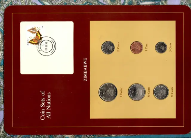 Coin Sets of All Nations Zimbabwe 1980-1991 UNC $1 1980 1,10,20 cent 1991