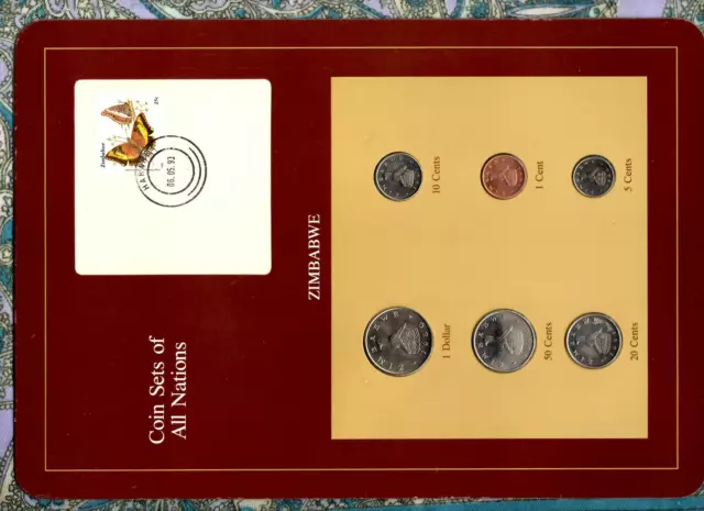 Coin Sets of All Nations Zimbabwe 1980-1991 UNC $1 1980 1,10,20 cent 1991