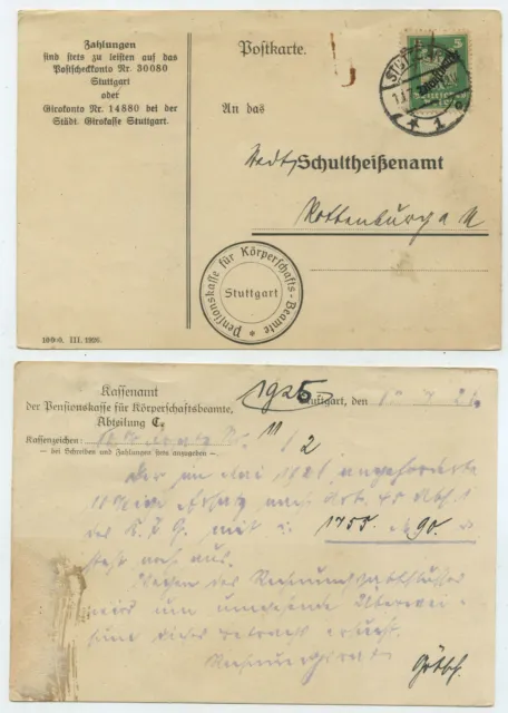 62431 - Postkarte - Pensionskasse für Körperschafts-Beamte - Stuttgart 12.7.1926
