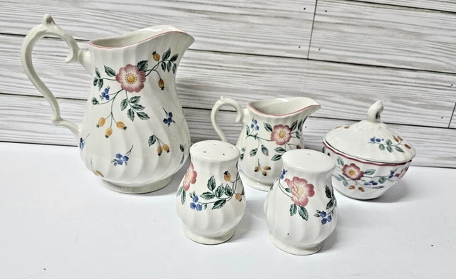 New Churchill Briar Rose 6 pc Set Pitcher - Creamer - Sugar - Salt - Pepper