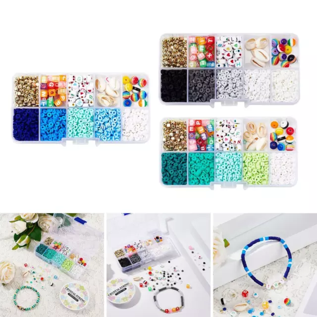 10 Grid Clay Beads Kit with Letters for Jewelry Making Earring DIY Necklace