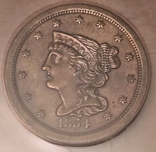 1854 US Braided Hair Half Cent - ANACS MS60 Gorgeous Coin + Free Shipping