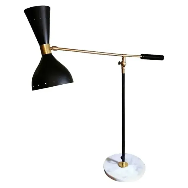 Diabolo Laiton Moderne Lampe Italien Design Noir Mat Unique Table Éclairage