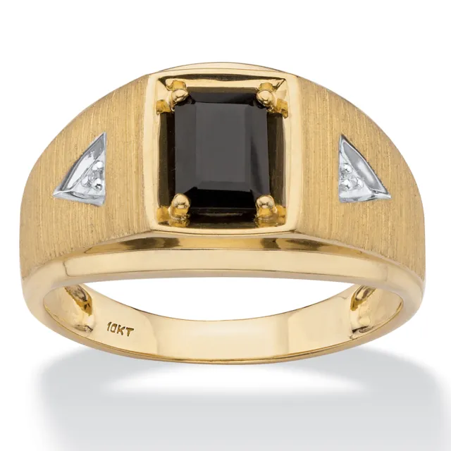 PALMBEACH JEWELRY MEN'S Genuine Onyx and Genuine Diamond 10k Gold Ring ...