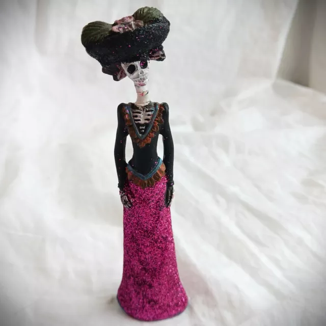 Mexican Day of the Dead Dia De Los Muertos Lady Figurine Handcrafted 5.5" Damage