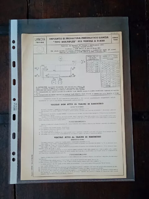 Documento Igm Omologazione Freni Multiplex Lancia Autocarri 2 3 4 Assi 1964