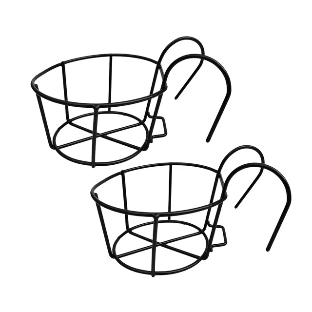 2pcs Eisendraht Hängen Balkon Blumentopf Klammern Halter Box Stand Rack