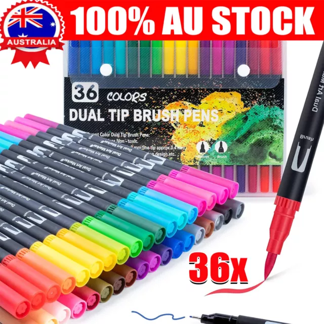 Colouring Pens 36 Dual Brush Felt Tip Pen for Writing Drawing Sketching Book