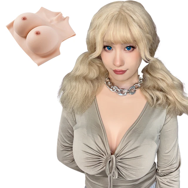 Formes Mammaires En Silicone Queen Bonnet C-G - Pour Crossdressing, Mastectomie, Cosplay, Taille L, Blanc