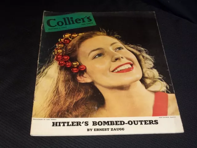 1944 January 1 Collier's Magazine Nice Cover & Full Page Ads - E 1284