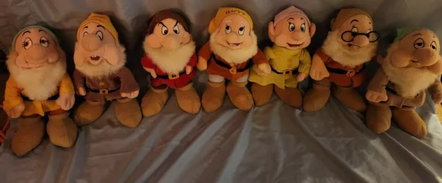 Vintage Disney Walt Disney World Snow White & The Seven Dwarfs Plush Set 12" 2