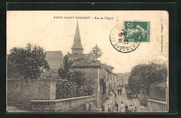 CPA Pont-Saint-Vincent, Rue de l'Église, street view 1910