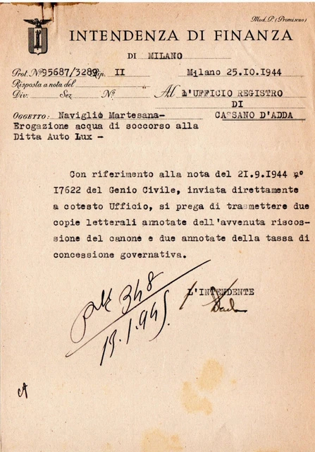 N 3 Documenti dell'Intendenza di Finanza del 1944 e 1945