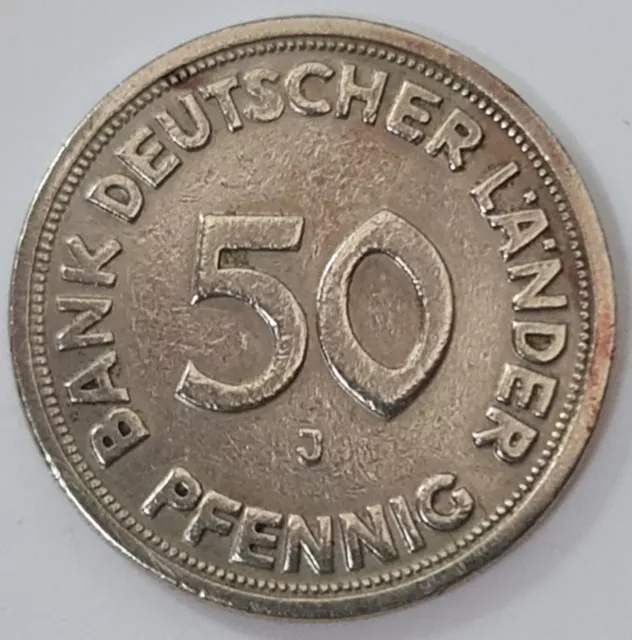 50 pfennig bank deutscher länder 1949 "J"