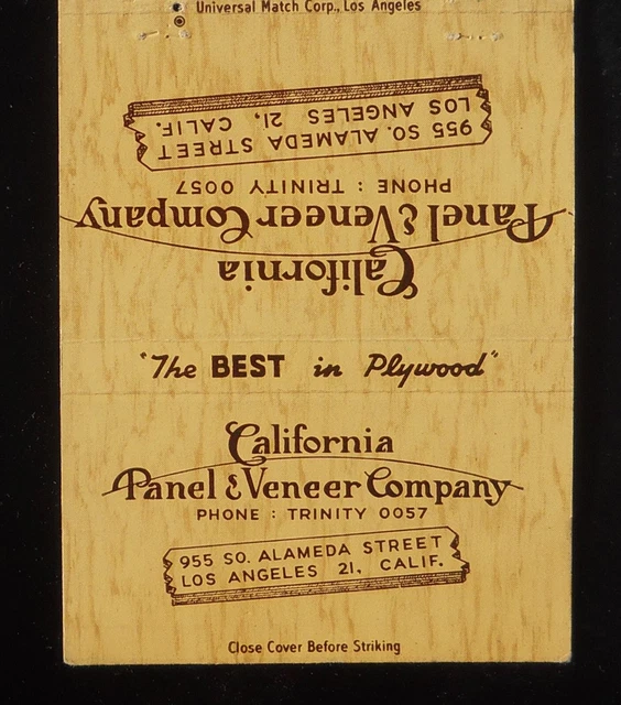 1950S CALIFORNIA PANEL & Veneer Company Best in Plywood 35 Years Los