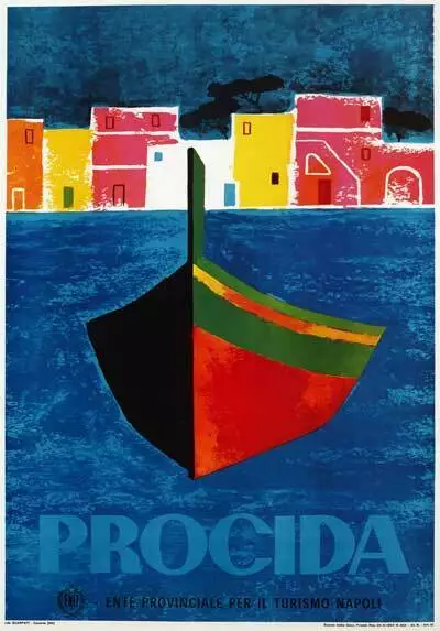 TV95 Vintage 1960's PROCIDA Naples Italian Italy Travel Tourism Poster A2/A3