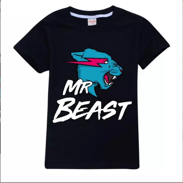 Kids Boys Girls Mr Beast Lightning Cat T-shirt 100% Cotton Short Sleeve Tops AU