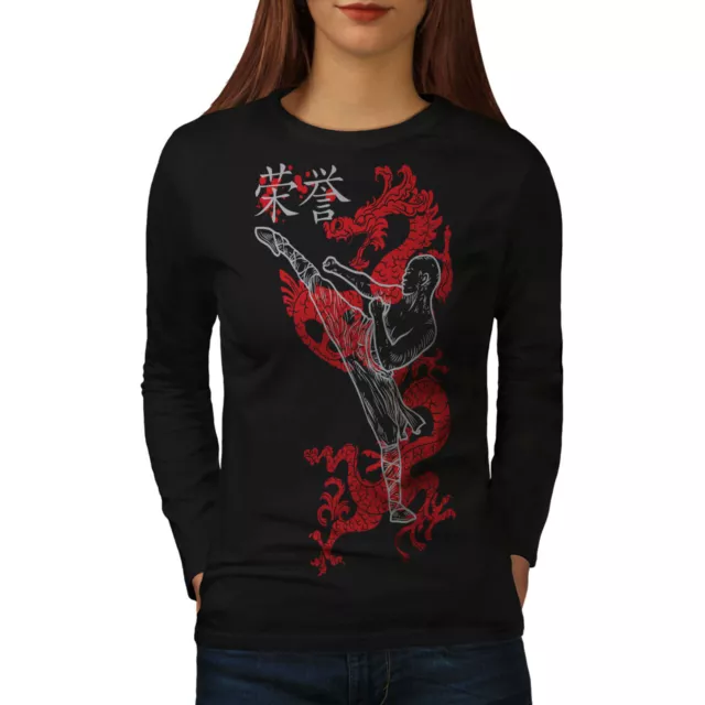 T-shirt donna Wellcoda Ninja Dragon Warrior, design casual kung fu