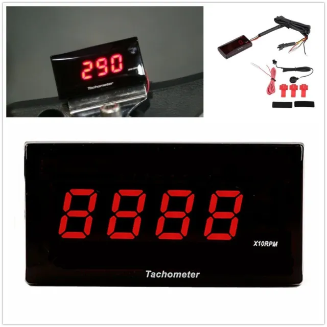 Universal Motorcycle Scooter Digital Tachometer Meter Gauge 0~20000 RPM Red LED