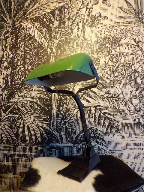 Lampe De Bureau Horax, Style Art Déco, Métal Vert, Vintage Et Fonctionnelle