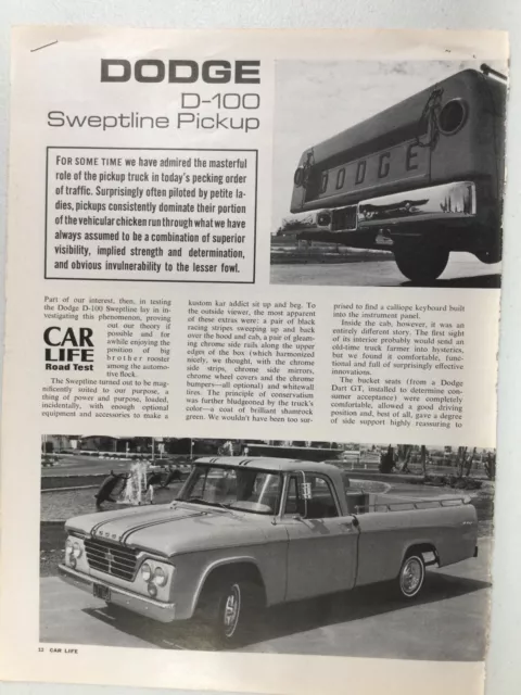 DODGEART47 Article 1963 Dodge D-100 Sweptline Pickup Truck Aug 1963 3 page