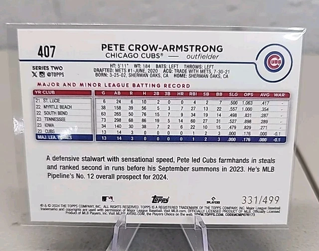 FEUILLE VERTE PETECROW Armstrong RC 2025 Series 2 /499 SP Chicago Cubs