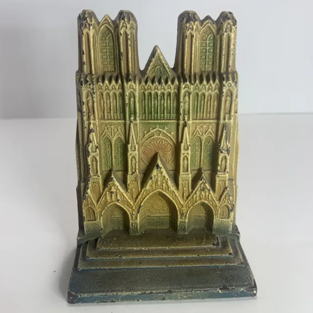 Vintage Notre Dame Cathedral Bookend (1)  Cast Iron Painted Replacement 5 1/2” T