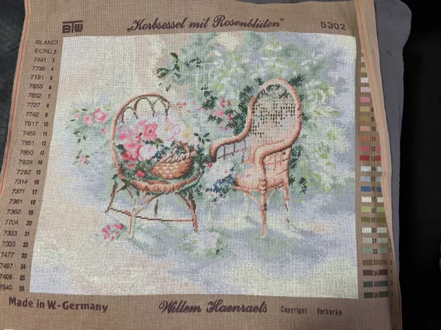 Willem Haemraets “Korbsessel Mit Rosenberg” Floral Tapestry Canvas To Complete