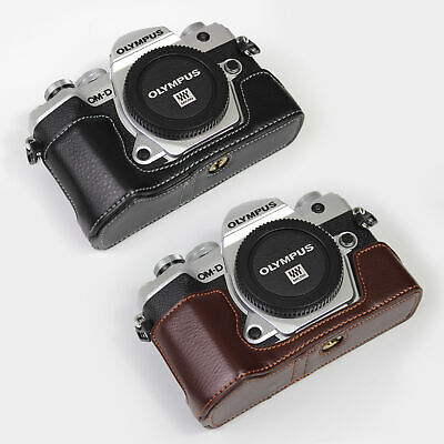 Genuine vera pelle metà della Fotocamera Borsa Custodia Grip per Olympus OM-D E-M5 Mark III