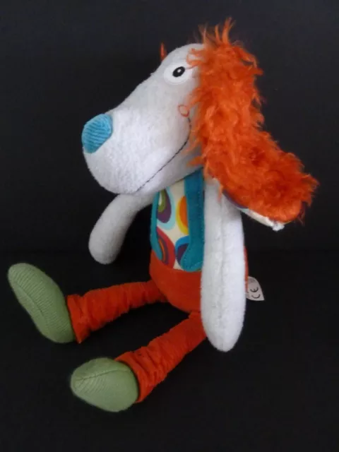 DC1 - DOUDOU PELUCHE EBULOBO CHIEN ANTOINE GRIS ORANGE VERT BLEU GRELOT 27c TTBE