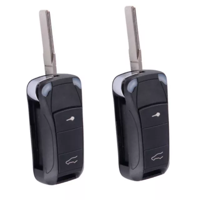 2PCS Fliping Remote Key Shell Fit for Porsche Porsche Cayenne 3Buttons 2003-2012