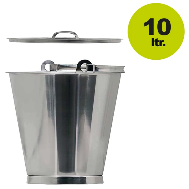 Edelstahleimer 10-15L Fischer Edelstahl Futter Eimer mit Skala, lebensmittelecht