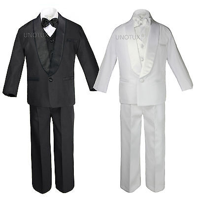 Baby Toddler Teen Boys Wedding Formal Shawl Lapel Suits Tuxedos Black White S-20