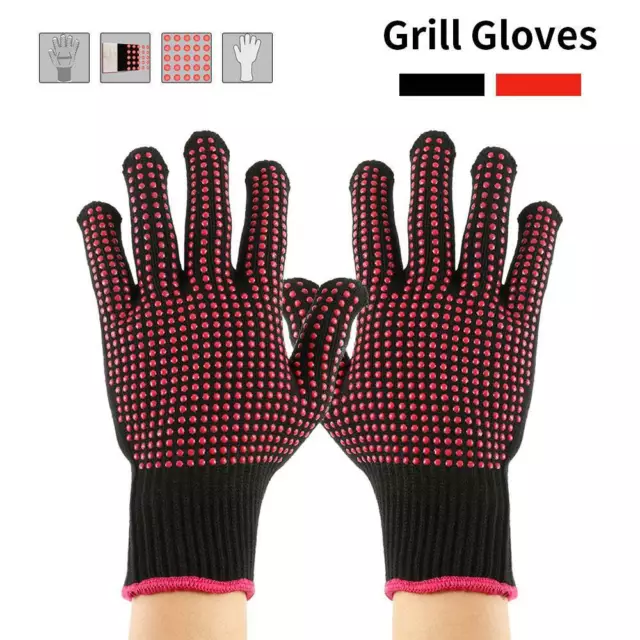 932℉ Heat Proof Resistant Oven BBQ Gloves Kitchen Cooking Silicone Mitt Glove .S