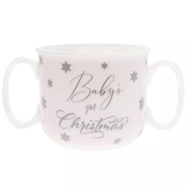 De Bebé 1st Navidad Doble Mango Taza Regalo - Rosa