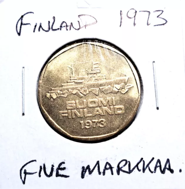@@@  A Superb 1973 Finland Five Markkaa @@@