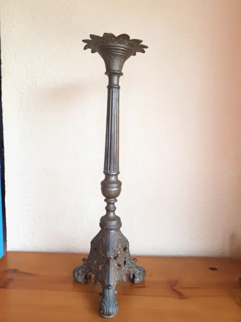 spanischer Kirchenleuchter Kerzenhalter Messing Antik Alt Original ca. 55 cm.
