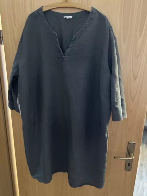 Damen Bluse Kleid Tunika long Leinen Deerberg Gr. 2XL 52/54