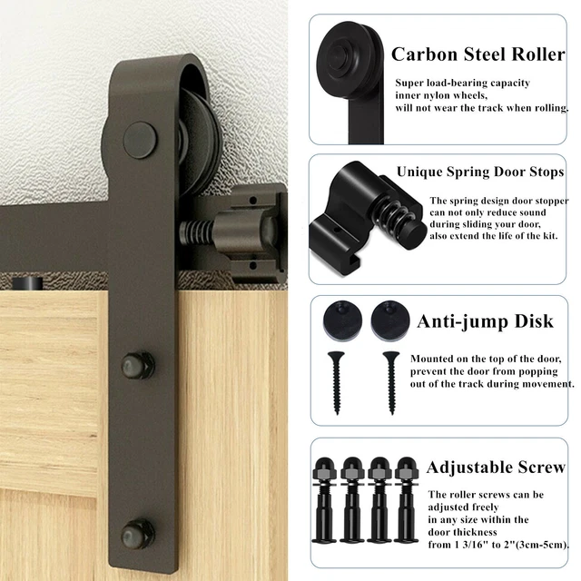 Steel Sliding Barn Door Hardware Track Kit 5'/6'/7'/8'/10' Hang Style Track Rail