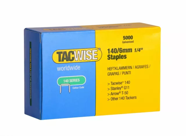 Tacwise 6mm & 8mm Type 140 series Galvanised staples for staple gun guns 0340