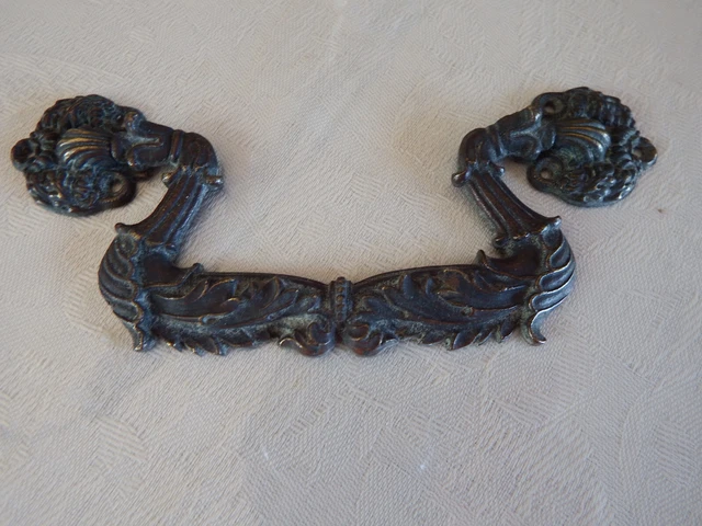 Poignée De Porte Ou Tiroir Ancienne En Laiton/bronze Massif - Style Art Déco Vintage Années 1930