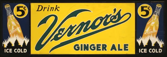 (3) Vernor's Ginger Ale Soda Bottle 24" Heavy Duty Usa Metal Advertising Sign