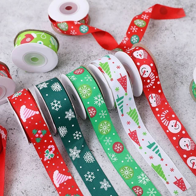 25mm 10 Yards Xmas Grosgrain Ribbons Christmasn Ribbon Gift Box Wrapping