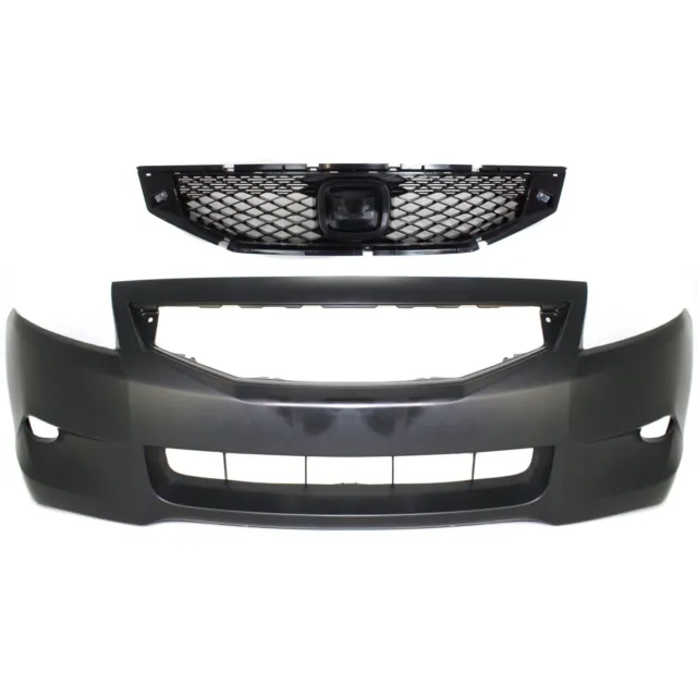 Bumper Cover Kit For 2008-2010 Honda Accord Front Coupe With Fog Light Holes 2pc