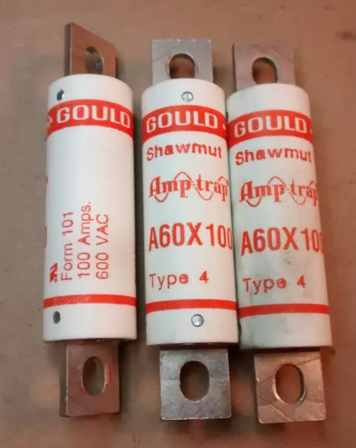 3, Gould Shawmut Amp-trap A60X100 Semiconductor Fuses 100A 600V Type 4